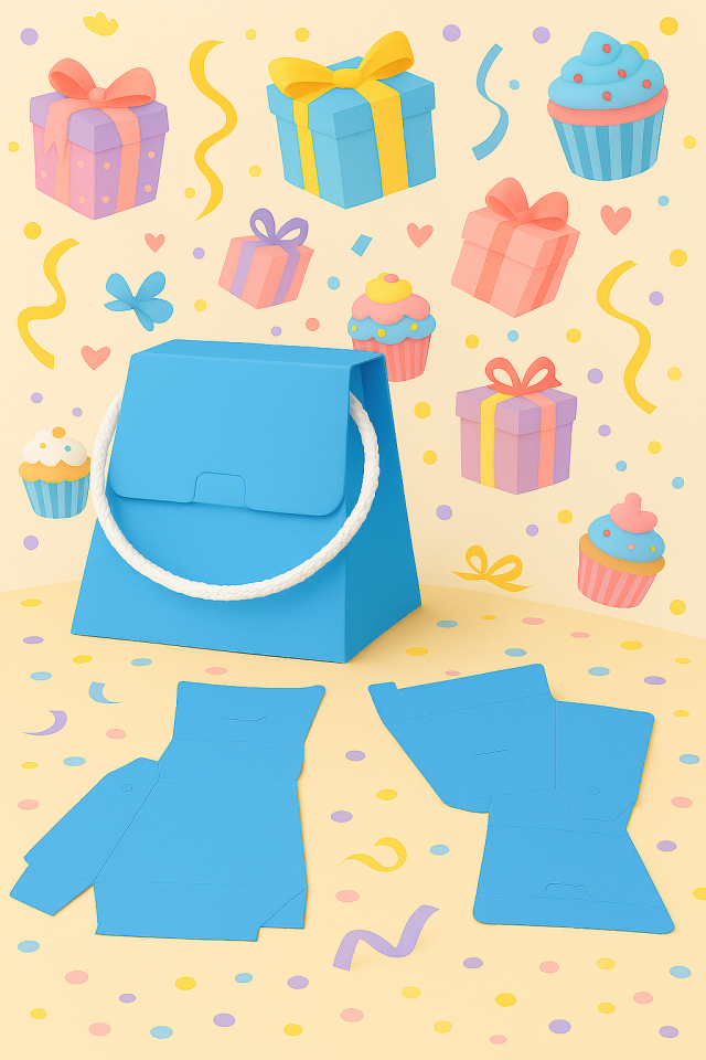 20 Adet Mavi Şık Konsept Dizayn Boş İpli Hediye Kutusu ve Özel Gün Hediye Çantası