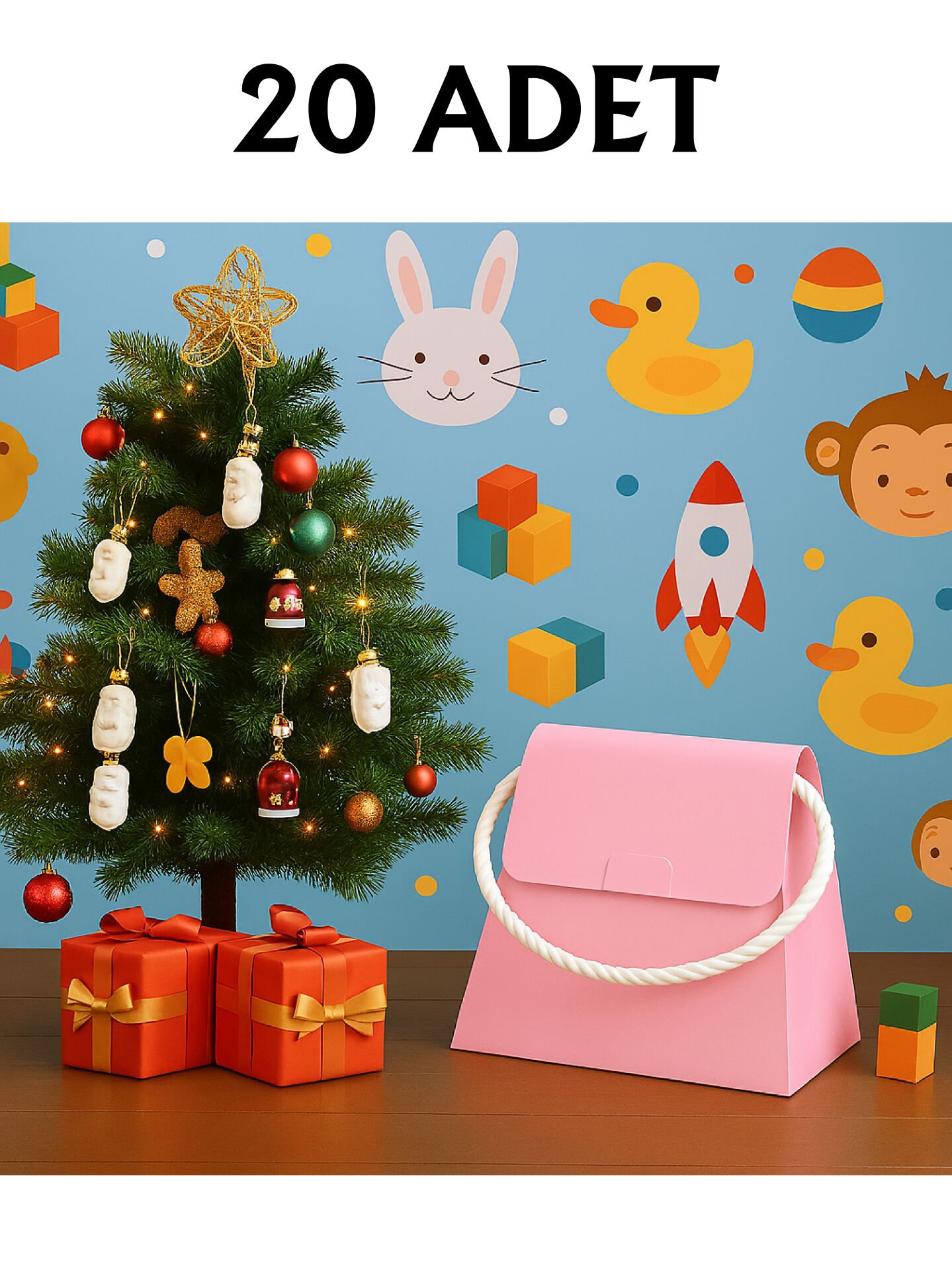 20 Adet Pembe Şık Konsept Dizayn Boş İpli Hediye Kutusu ve Özel Gün Hediye Çantası
