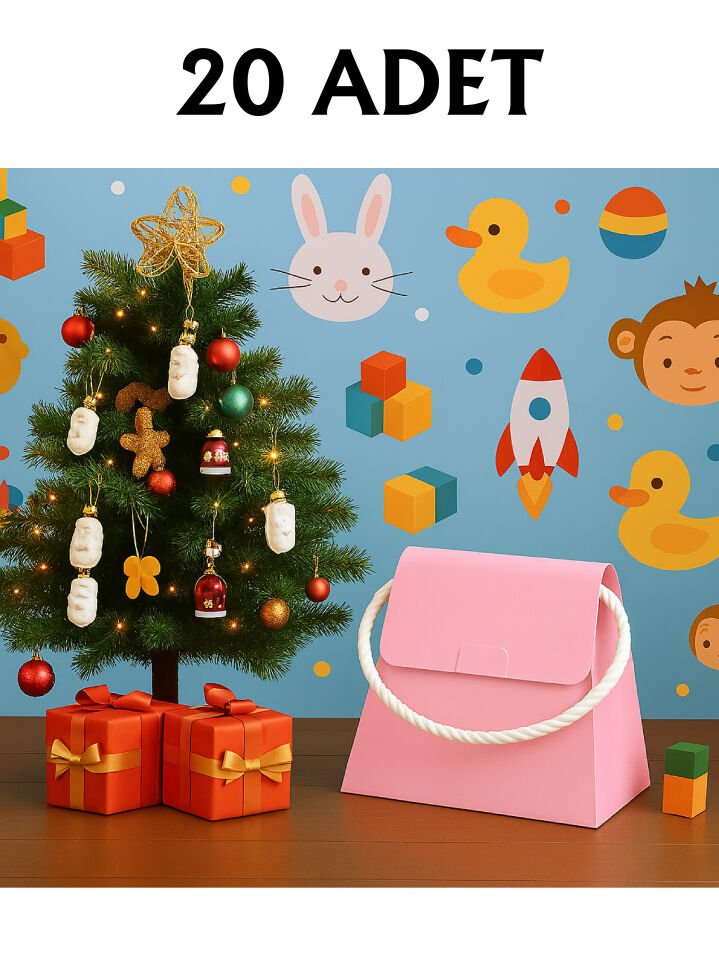 20 Adet Pembe Şık Konsept Dizayn Boş İpli Hediye Kutusu ve Özel Gün Hediye Çantası