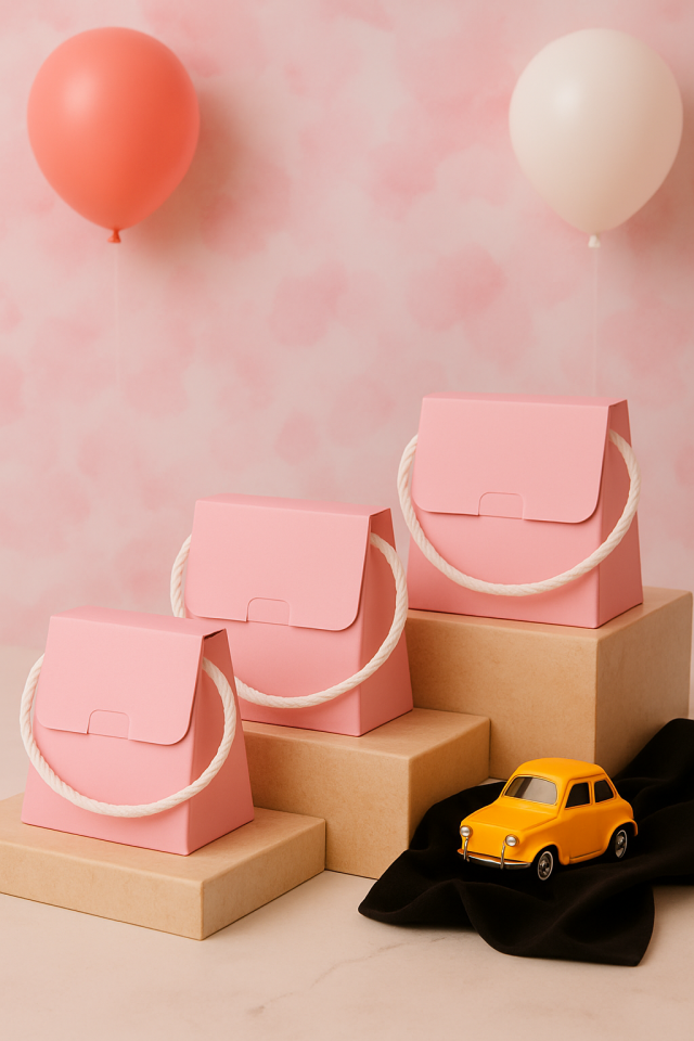 20 Adet Pembe Şık Konsept Dizayn Boş İpli Hediye Kutusu ve Özel Gün Hediye Çantası