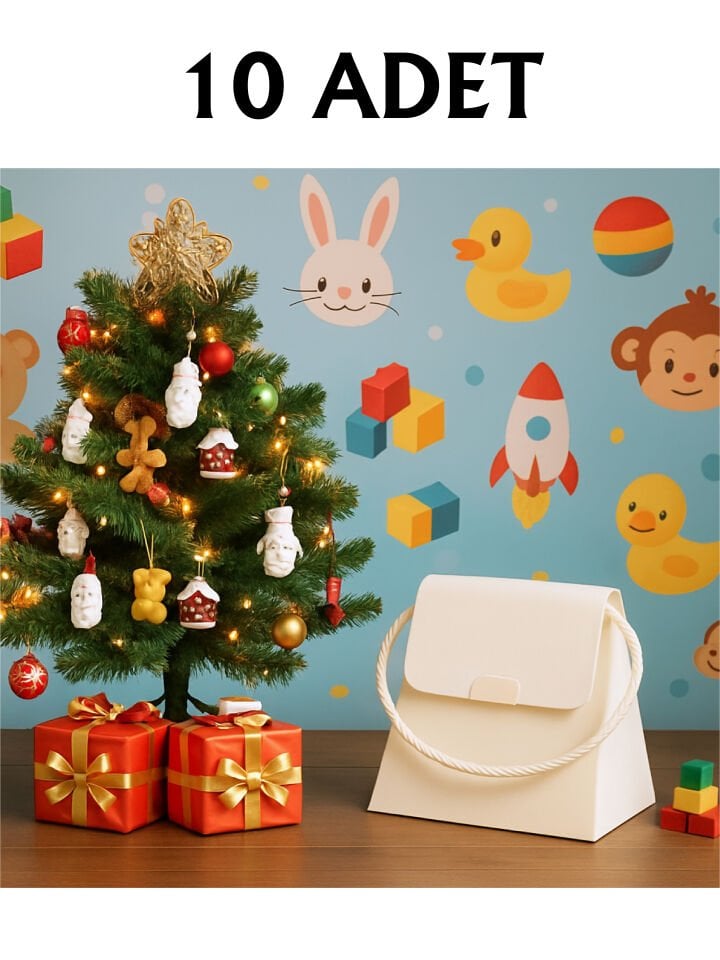 10 Adet Beyaz Şık Konsept Dizayn Boş İpli Hediye Kutusu ve Özel Gün Hediye Çantası