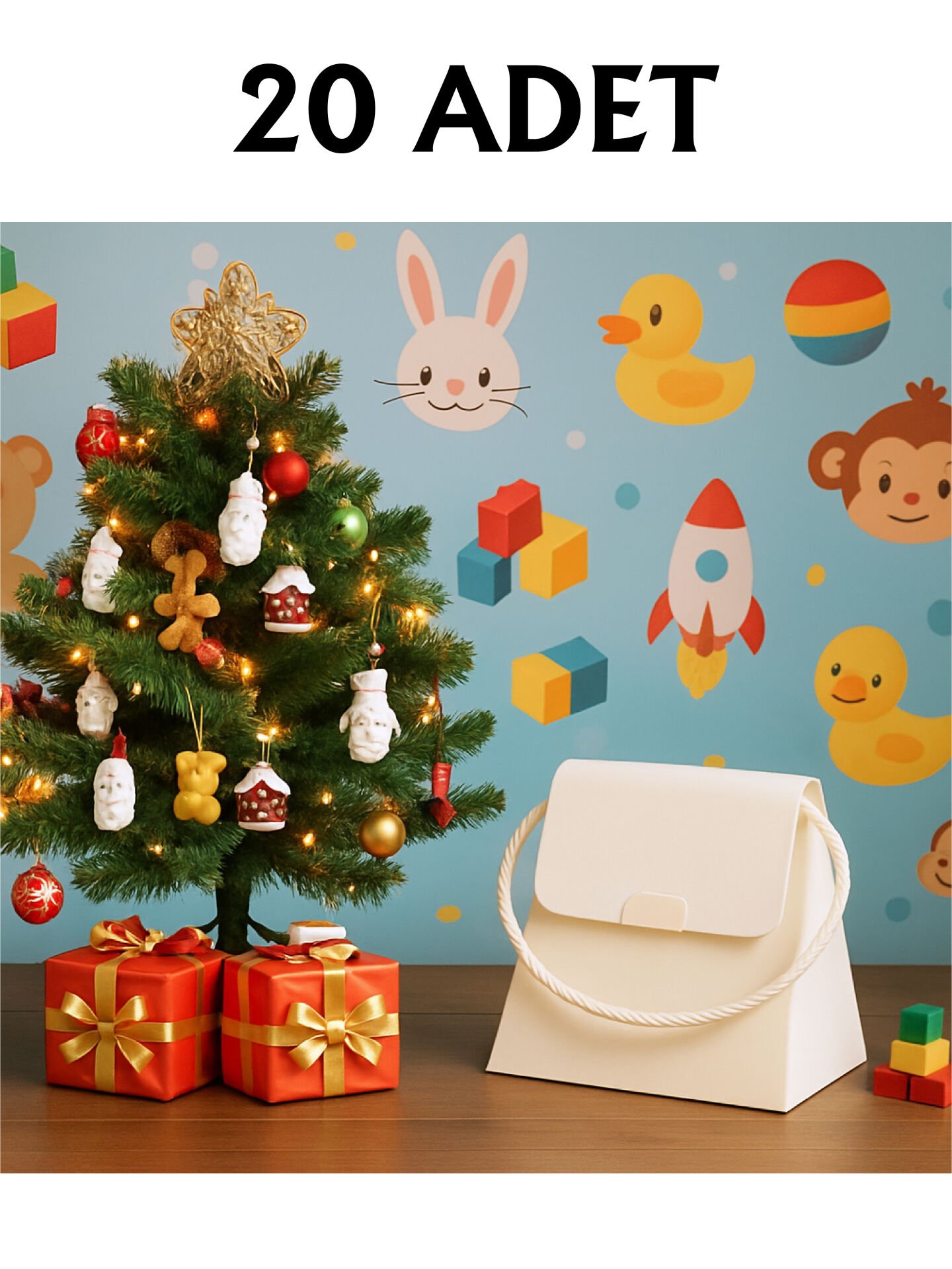 20 Adet Beyaz Şık Konsept Dizayn Boş İpli Hediye Kutusu ve Özel Gün Hediye Çantası