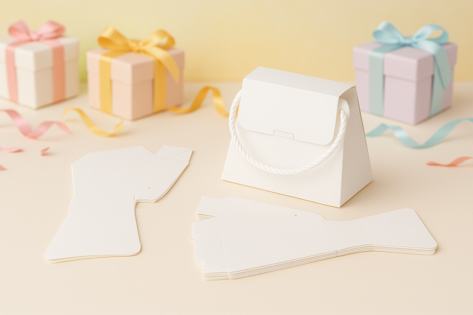 20 Adet Beyaz Şık Konsept Dizayn Boş İpli Hediye Kutusu ve Özel Gün Hediye Çantası