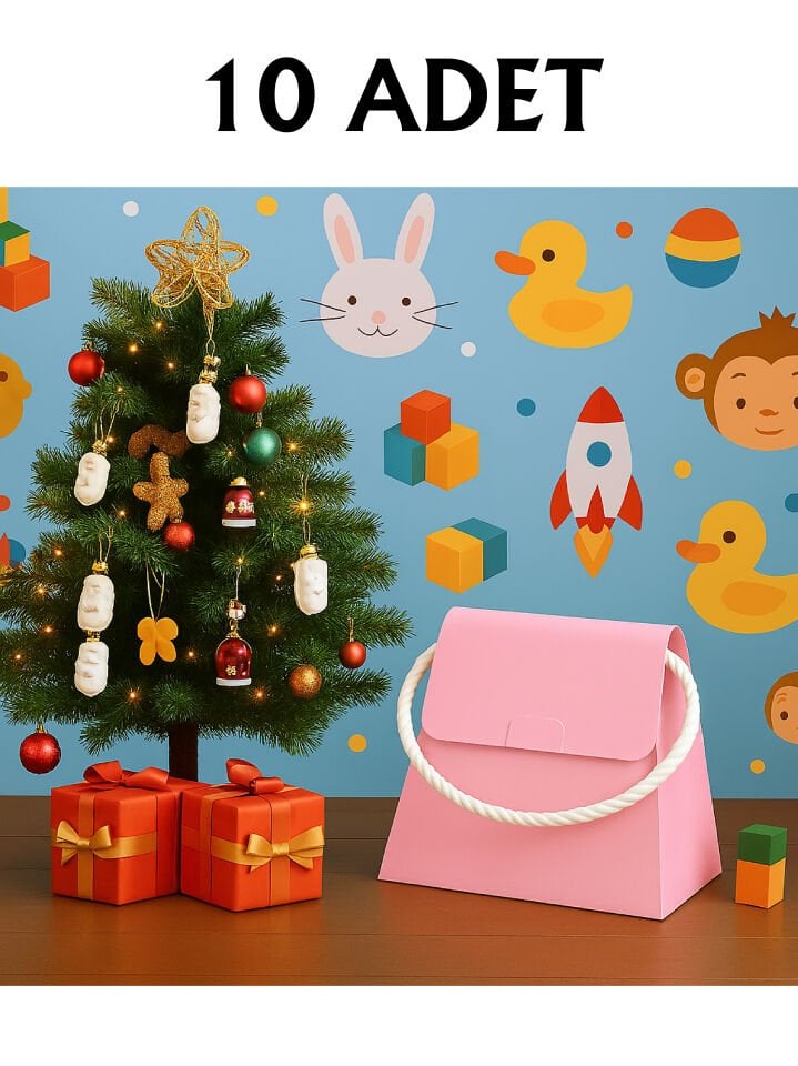 10 Adet Pembe Şık Konsept Dizayn Boş İpli Hediye Kutusu ve Özel Gün Hediye Çantası