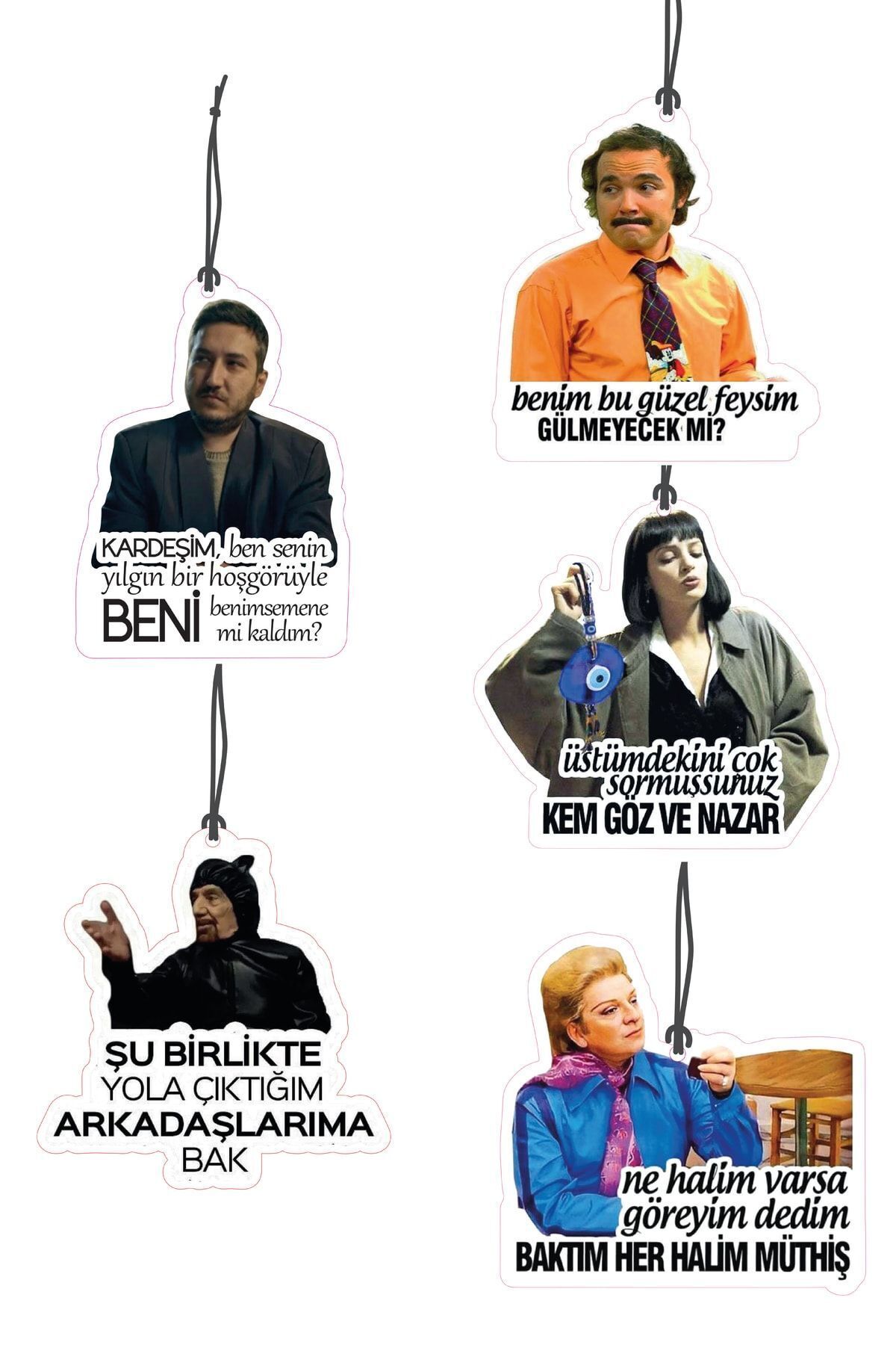 Konuşan 5'li Komik Tasarımlı Dekoratif Oto Kokusu ve Oto Aksesuarı