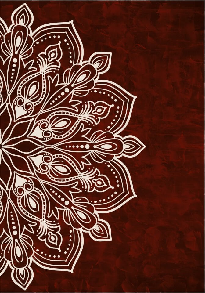 Çerçevesiz Ebedi Aura Kozmik Harmoni Modern Premium Mandala Tablo Seti 2’li Dekoratif Duvar Tablosu bordo - 20 x 30