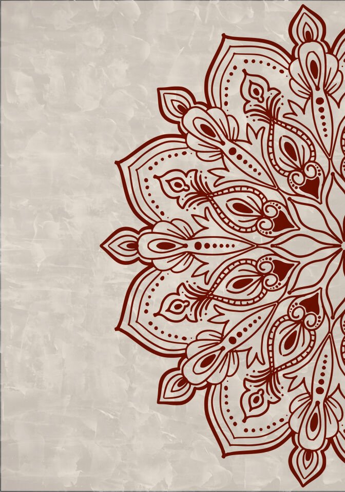 Çerçevesiz Ebedi Aura Kozmik Harmoni Modern Premium Mandala Tablo Seti 2’li Dekoratif Duvar Tablosu bordo - 35 x 50