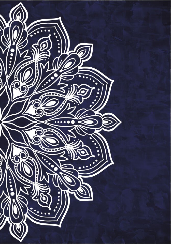 Çerçevesiz Ebedi Aura Kozmik Harmoni Modern Premium Mandala Tablo Seti 2’li Dekoratif Duvar Tablosu lacivert - 50 x 70
