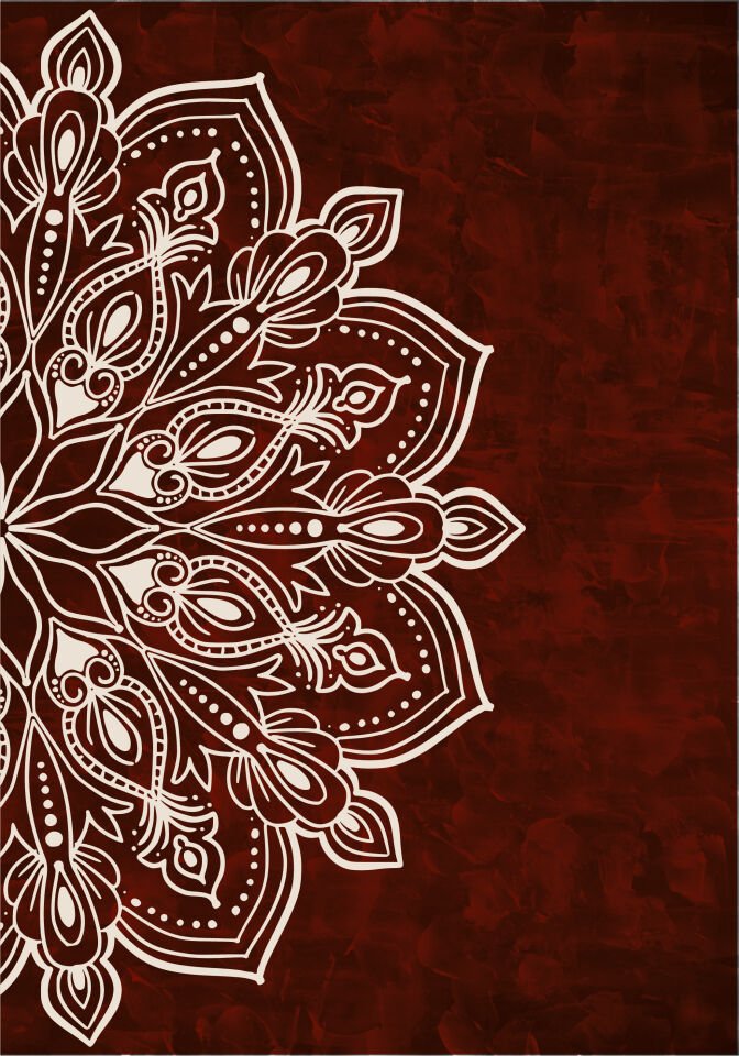 Çerçevesiz Ebedi Aura Kozmik Harmoni Modern Premium Mandala Tablo Seti 2’li Dekoratif Duvar Tablosu bordo - 50 x 70