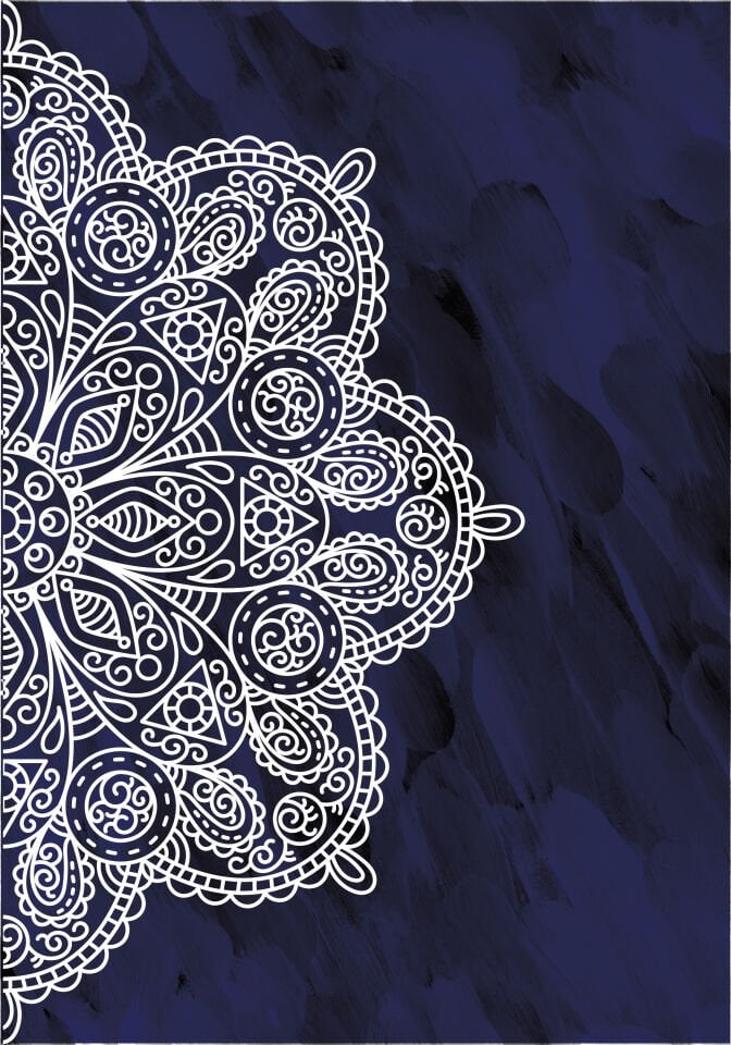 Sonsuz Harmoni Şık Modern Premium Mandala Tablo Seti 2'li Duvar Dekoru Çerçevesiz lacivert - 40 x 60