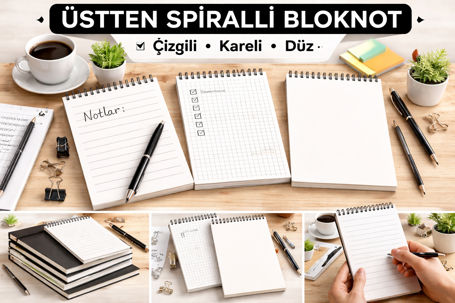 500 Adet Spiralli Bloknot – Pratik, Dayanıklı ve Şık Not Defteri