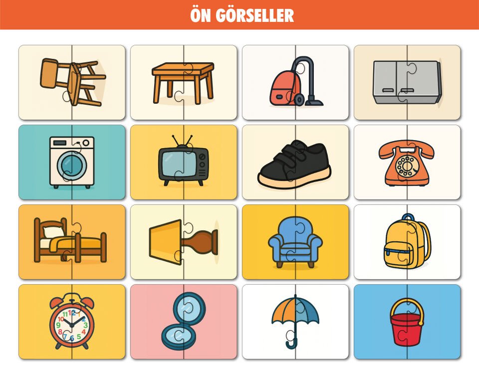 64 Parça Eşyalar,Taşıtlar,Meyveler,Hayvanlar Alemi Zeka Geliştirici Eğitici Puzzle Seti