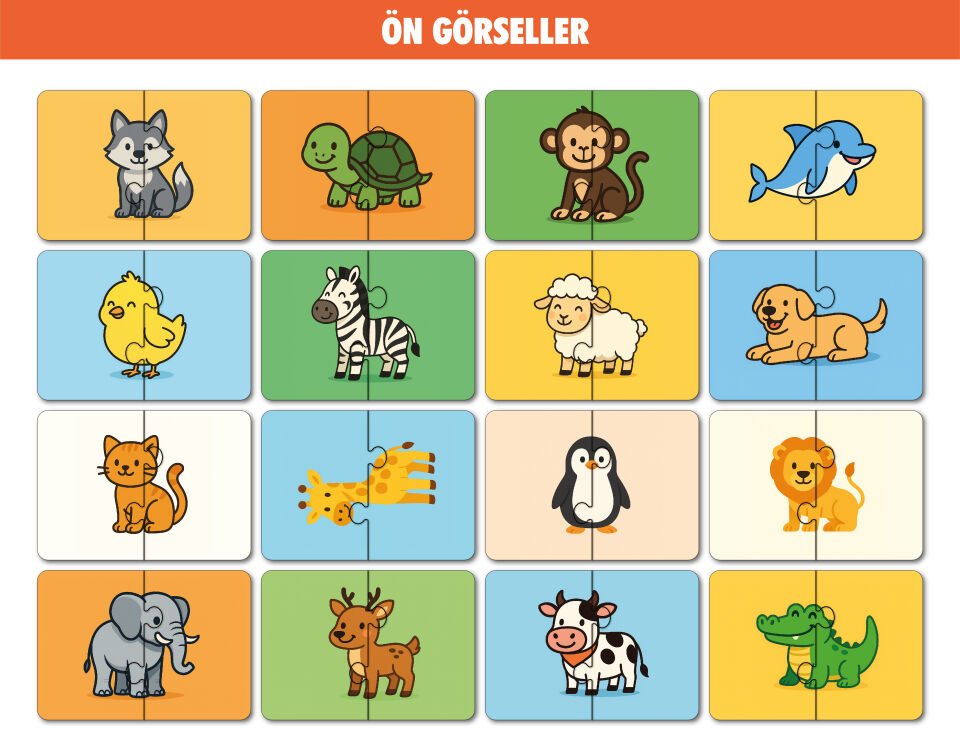 64 Parça Eşyalar,Taşıtlar,Meyveler,Hayvanlar Alemi Zeka Geliştirici Eğitici Puzzle Seti