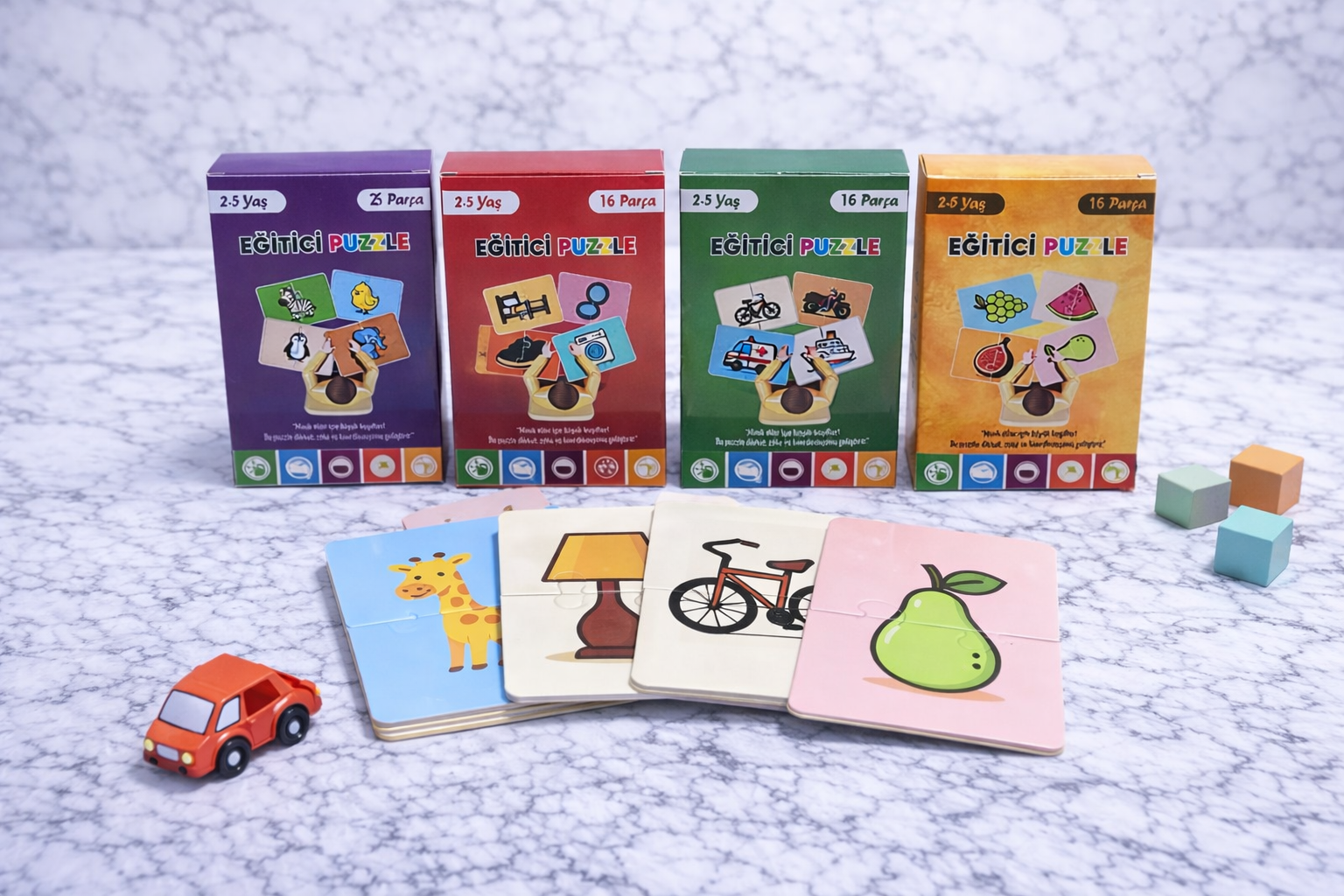 64 Parça Eşyalar,Taşıtlar,Meyveler,Hayvanlar Alemi Zeka Geliştirici Eğitici Puzzle Seti