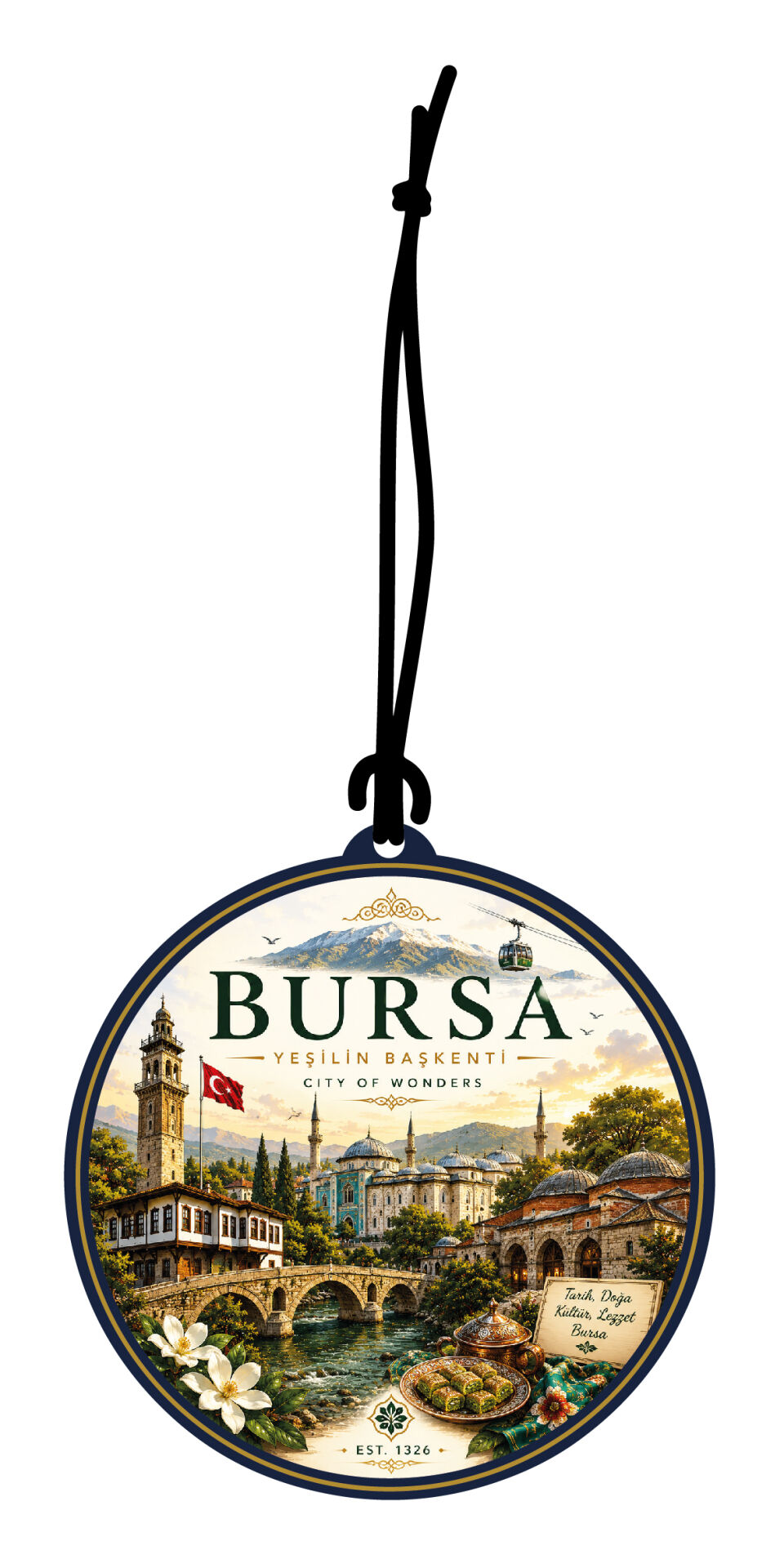 Bursa Şehri Tasarımlı Oto Kokusu,Araba Kokusu,Oto Aksesuarı ve Dikiz Ayna Süsü