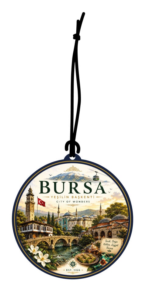 Bursa Şehri Tasarımlı Oto Kokusu,Araba Kokusu,Oto Aksesuarı ve Dikiz Ayna Süsü