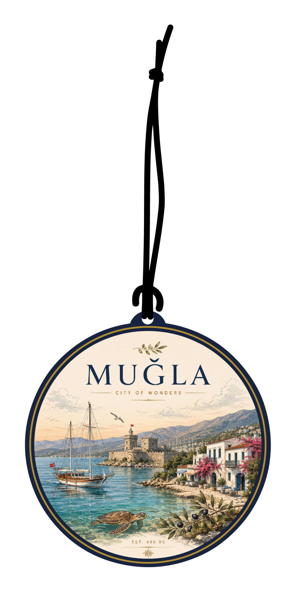 Muğla Şehri Tasarımlı Oto Kokusu,Araba Kokusu,Oto Aksesuarı ve Dikiz Ayna Süsü