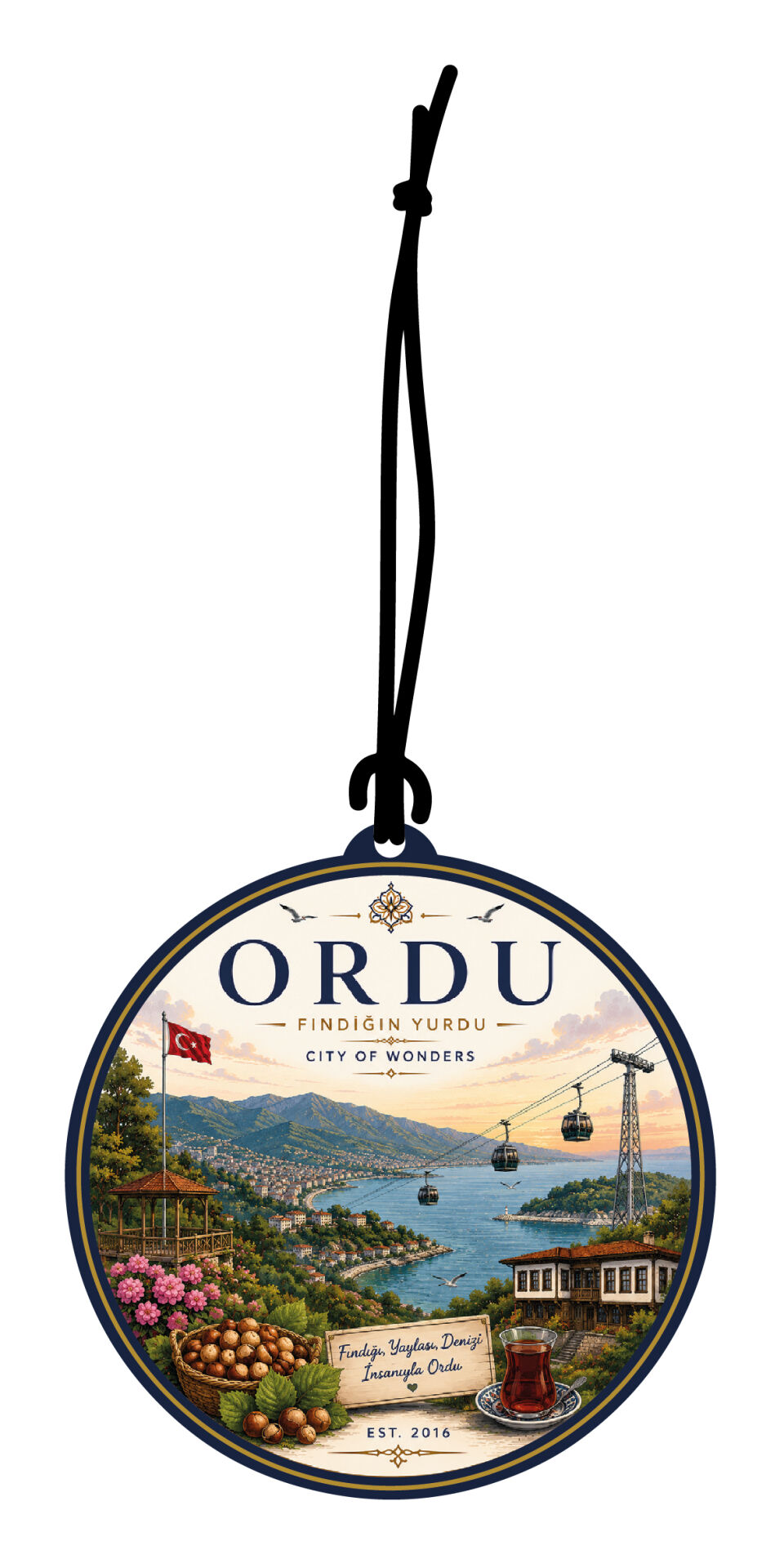 Ordu Şehri Tasarımlı Oto Kokusu,Araba Kokusu,Oto Aksesuarı ve Dikiz Ayna Süsü