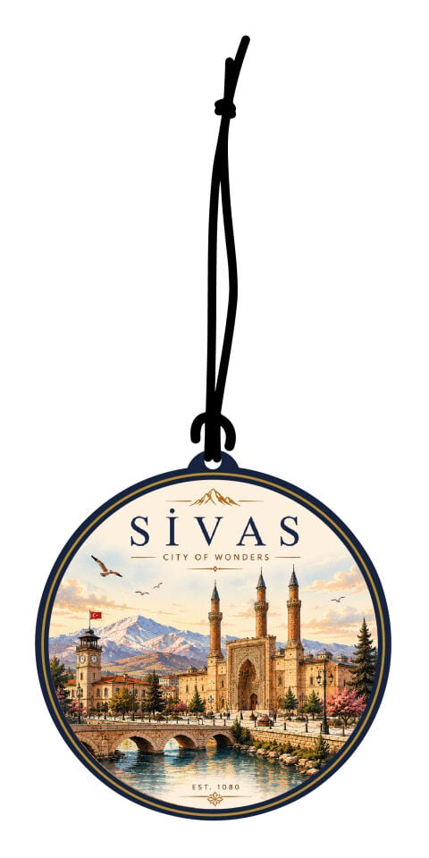 Sivas Şehri Tasarımlı Oto Kokusu,Araba Kokusu,Oto Aksesuarı ve Dikiz Ayna Süsü