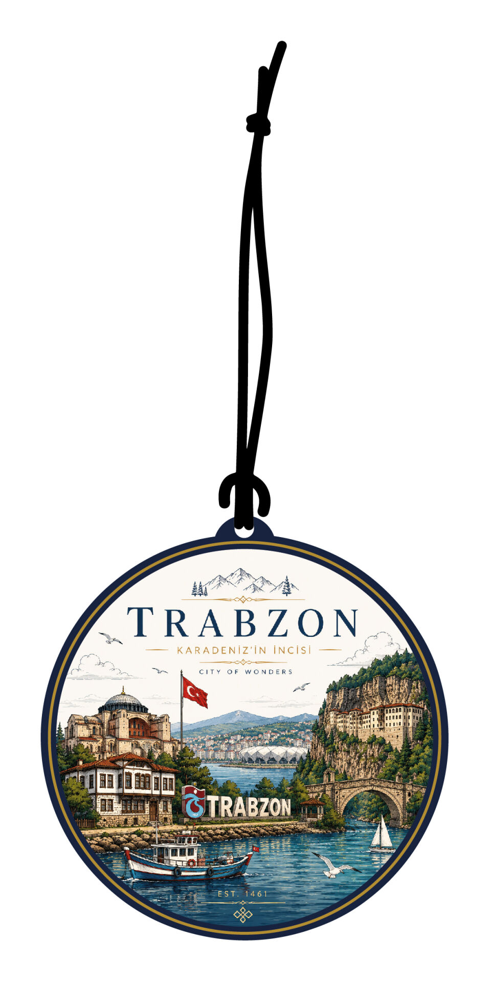 Trabzon Şehri Tasarımlı Oto Kokusu,Araba Kokusu,Oto Aksesuarı ve Dikiz Ayna Süsü