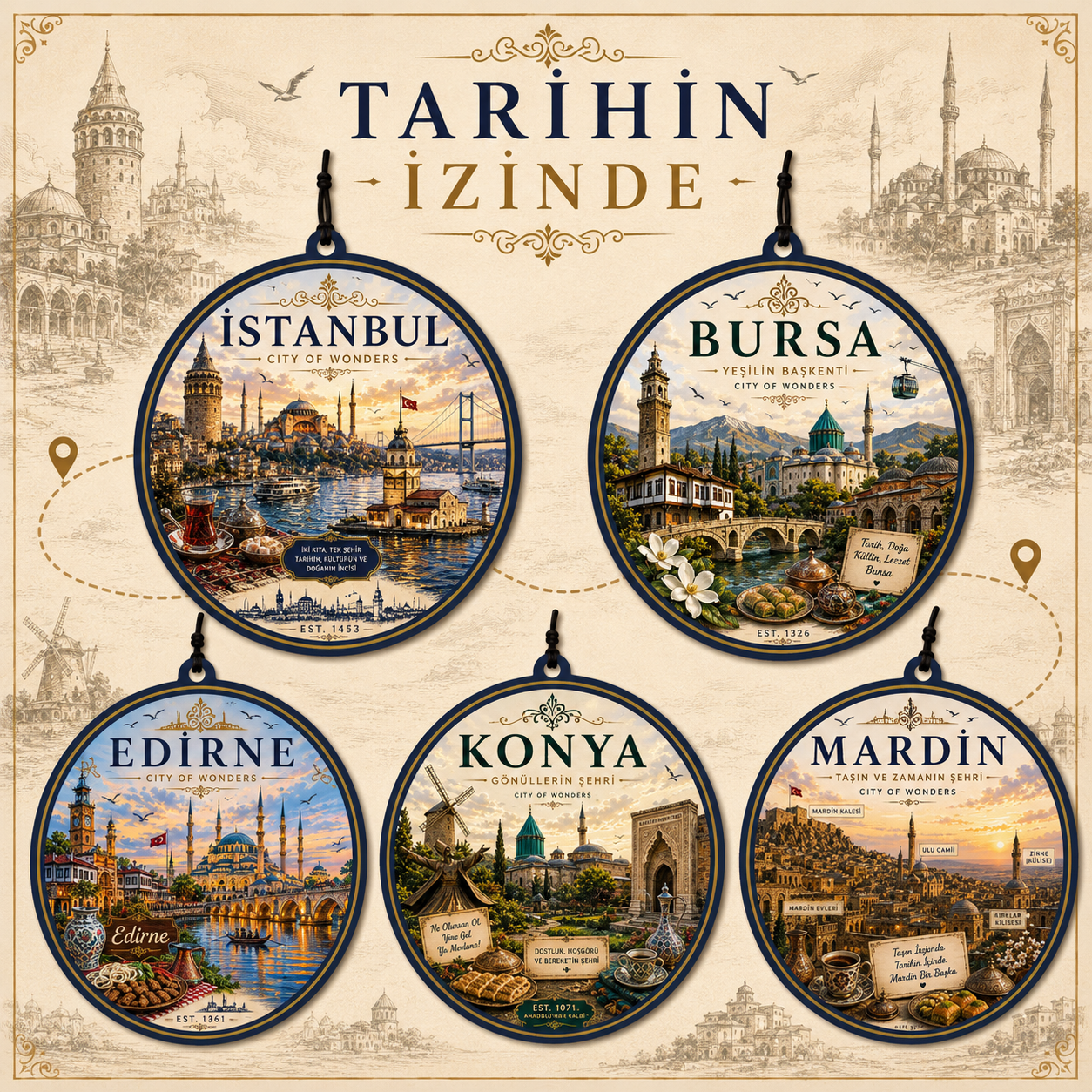 5 Adet Tarihin İzinden Tasarımlı Oto Kokusu,Araba Kokusu,Oto Aksesuarı ve Dikiz Ayna Süsü