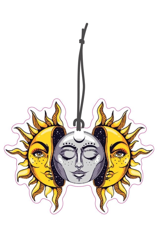 ByMeyla Ay ve Güneş Görselli Dekoratif Oto Kokusu ve Aksesuar Seti